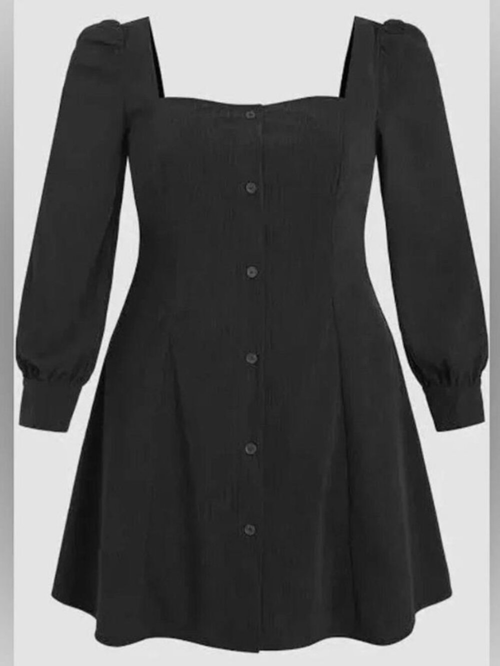 CIDER Women's Square-Neck Button Front Mini Dress Size 1XL in Black
